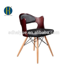 Hot selling black pu dinning room furniture with wooden legs